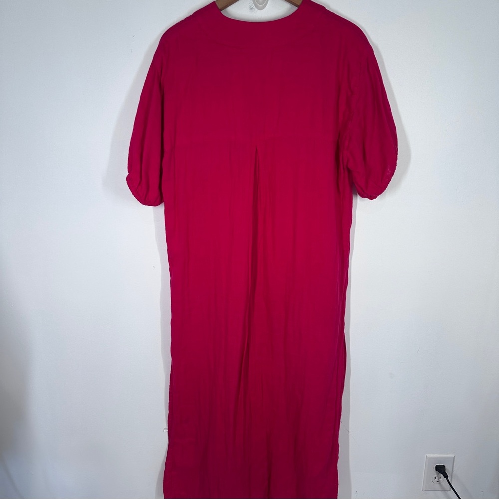 LAKE Gauze Caftan Maxi Dress In Heatwave Pink Size Small Loose Lightweight - Picture 9 of 9
